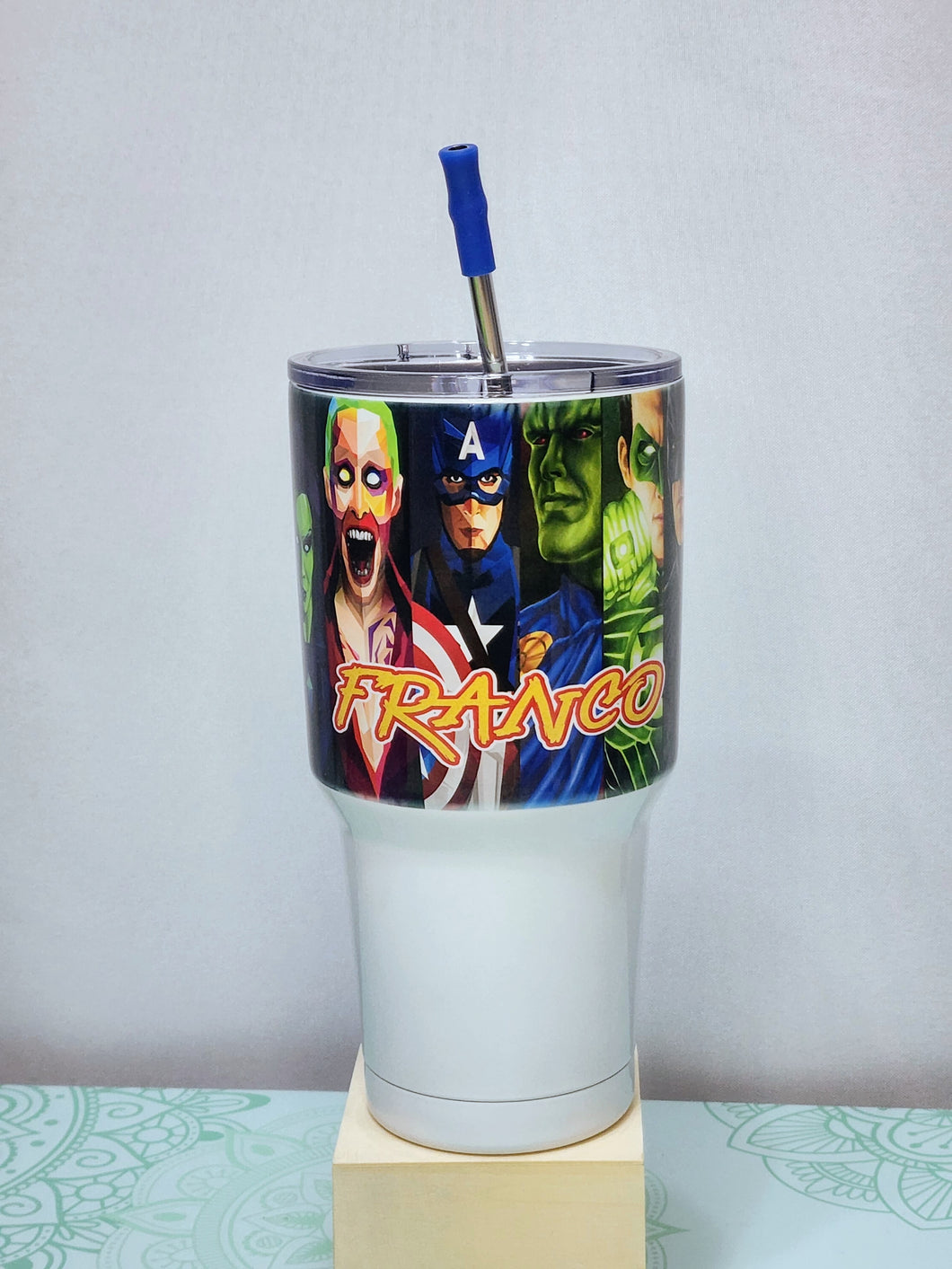 Stainless Steel Tumbler with Lid and Straw - 30oz Personalized