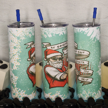 Load image into Gallery viewer, 20oz Tumbler Stainless Steel with Lid and Straw - Be Naughty Safe Santa the Trip #2
