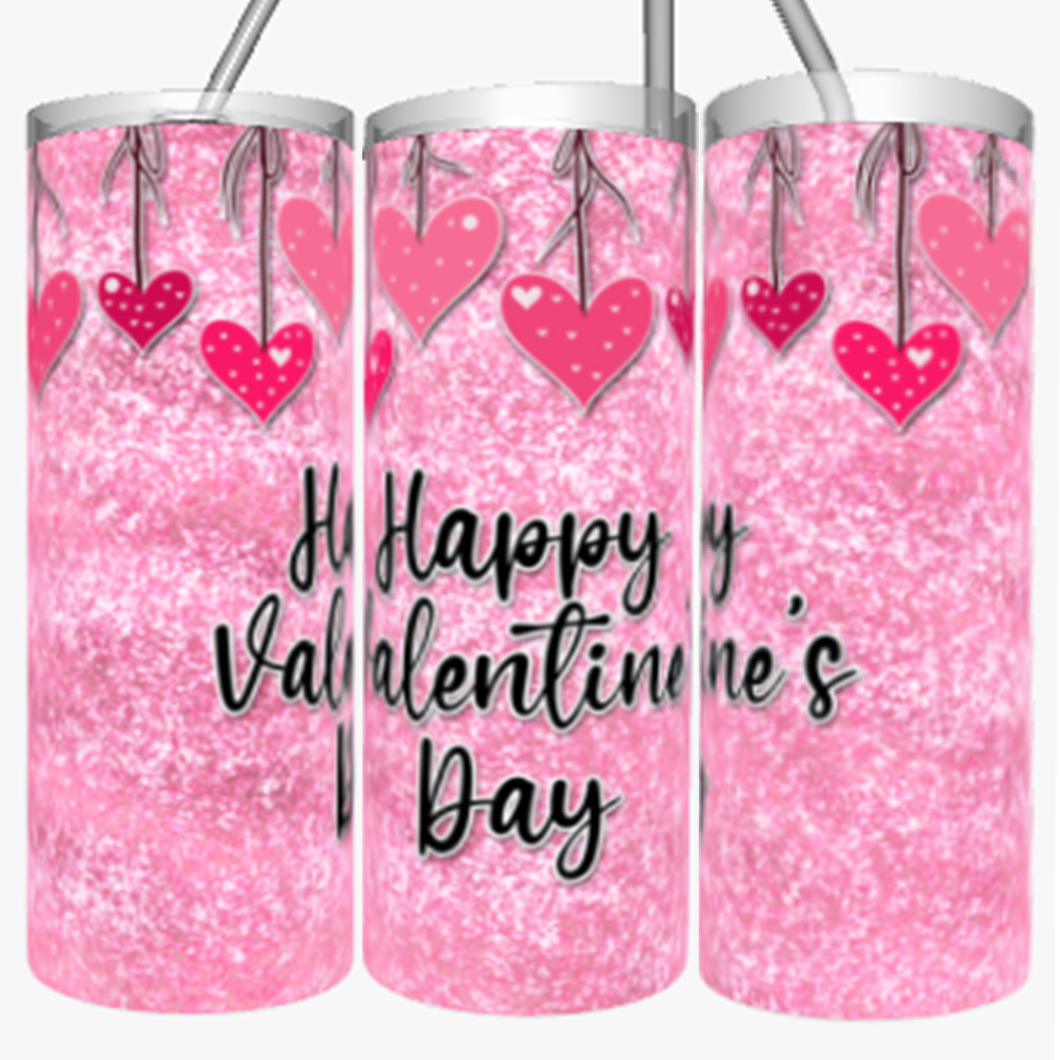 Valentine's Day - Tumbler Stainless Steel with Lid and Straw - 20oz Personalized