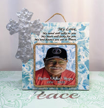 Load image into Gallery viewer, Funeral Home Offer - In Loving Memory 10&quot; x 10&quot; Wood Frame with 6&quot; x 6&quot; Tile Personalized
