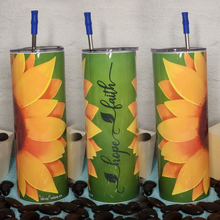 Load image into Gallery viewer, 20oz Tumbler Stainless Steel with Lid and Straw - Sunflower Hope/Faith
